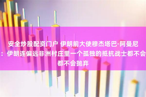 安全炒股配资门户 伊朗前大使穆杰塔巴·阿曼尼表示：伊朗连偏远非洲村庄里一个孤独的抵抗战士都不会抛弃